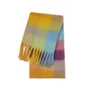 Cachecol de Lã Círculo de Comércio Exterior Feminino de Inverno Xale Xadrez Arco-Íris Dupla Face Cachecol de Mohair Combinando Cores Ac Mesmo Estilo Franja