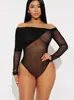 Moda Nueva Europea y Americana 2025 Elegante Sexy Sexy Empalme de Gasa Color Sólido Lv Top Ajustado de un Hombro para Mujer