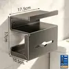 El fabricante suministra soporte para pañuelos de ventosa de aluminio espacial sin perforación, estante impermeable montado en la pared para baño, caja de pañuelos multifuncional para inodoro