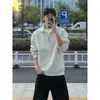 Sudadera con media cremallera y cuello alto estilo Retro Americano para Hombre, Otoño, Tejido Pesado, Capa Interior, Capa Base 2026 Ropa Exterior para Parejas