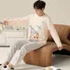Algodón Puro Conjunto de Pijama de Manga Larga con Dibujos para Hombre Ropa de Casa Talla Grande Pantalones Sueltos Otoño para Hombre Se Puede Usar al Aire Libre
