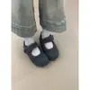 Zapatos Mary Jane Retro de Punta Redonda con Altura Aumentada Birkenstock para Mujer, Zapatos Casuales Cálidos de Algodón Peludo