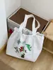 Bolso Nuevo Estilo Coreano con Estampado de Letras para Mujer, Bolso de Hombro de Nylon de Gran Capacidad, Bolso Tote Casual Versátil Portátil con Cordón