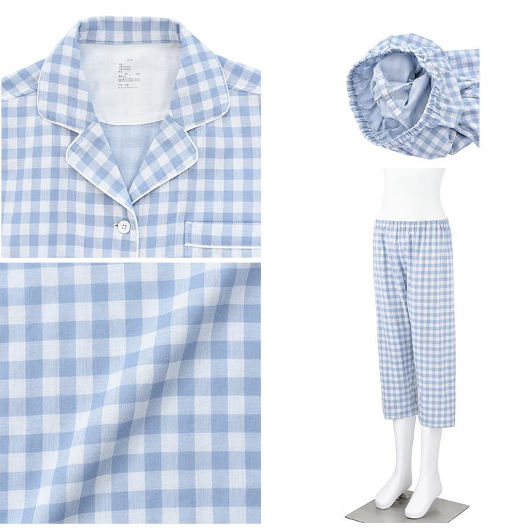 muji棉双层纱无侧缝短袖睡衣无印良品家居服_15.jpg