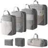 Set de 10 Bolsas de Almacenamiento de Viaje de Compresión Cuidadosamente Seleccionadas, Bolsa de Almacenamiento de Malla con Cordón para Empacar por Separado, Bolsa Organizadora para Equipaje, Maquillaje y Artículos de Tocador