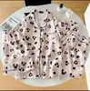 Nuevos pijamas de algodón plisado tipo nube para niñas, conjunto de tres piezas para primavera y verano, traje lindo con estampado y solapa para casa para mujer