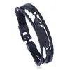 Pulseira de Couro com Fivela de Pena Preta Simples e Criativa Novo Estilo Fornecimento Transfronteiriço Pulseira de Couro Imitação de Couro para Estudantes Masculinos e Femininos