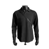 Sudadera negra con cuello en V y hombros caídos para hombre, otoño, camisa polo cuello de gaviota, camiseta de manga larga patchwork deconstruido americano, corte limpio