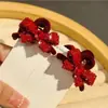 Acessório de Cabeça Vermelho Festivo com Laço para Meninas Grampo de Cabelo de Ano Novo Infantil Grampo de Princesa Grampo para Franja Lateral Grampo de Cabelo