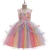 Vestido Polly Pony Vestido para Niñas Unicornio Arcoíris Hilo Abullonado Vestido de Cumpleaños Disfraz de Halloween para Niños