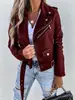 Roupas Femininas de Exportação Europeia, Americana e Russa Transfronteiriças Nova Jaqueta Primavera e Verão 2025 Jaqueta de Couro PU Jaqueta de Motociclista Curta com Zíper