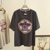 Talla Grande Mujer Verano Nuevo Estilo 100kg Hermana Gorda Versátil Casual Estampado Dibujos Animados Camiseta de Manga Corta Top 5180
