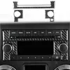Adecuado para modelos Jeep Wrangler 11-17, juego completo de decoración interior de fibra de carbono para el logotipo del volante y el marco del interruptor del aire acondicionado