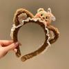 Faixa de Cabelo de Pelúcia para Lavar o Rosto e Maquiagem, Orelhas de Gato e Urso Fofas de Desenho Animado, Acessórios de Cabelo Femininos de Desenho Animado com Estampa de Leopardo, Novos Acessórios de Cabeça