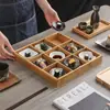 Plato de Salsa Condimento para Sushi Transfronterizo Japonés Plato Pequeño de Rejillas Cuadradas para Bocadillos Olla Caliente Plato Negro Comercial para Sumergir Exportación