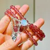 Pulsera de Plata Esterlina 925 Estilo Chino Retro Boutique de Alta Calidad Natural Cristal de Fresa de Alta Calidad Diseño de Piedra Lunar Pulsera