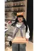 Moletom com Patchwork Xadrez de Marca Tendência Laço Design de Nicho Versátil Estilo Preguiçoso Top Outono e Inverno