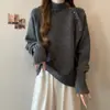 Suéter de Punto Grueso con Mangas Raglán Abotonadas, Cuello Medio, Manga Larga, Estilo Nuevo Otoño/Invierno Tallas Grandes 2026