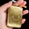 Estuche para cigarrillos portátil de cobre grueso para hombre, con diseño de flores de bronce y doble arma, con 16 resortes