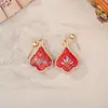 Nuevos Pendientes de Brocado Chino Canción Ornamentos Cola de Fénix Pendientes de Tela Retro Nicho Combinación Hanfu Adorno Colgante de Brocado Canción