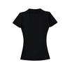 Camiseta Sexy Elástica Ajustada de Manga Corta Estilo Americano Puro Deseo Nicho Verano Cuello en V Profundo Ligera Cintura de Avispa Color Sólido Top