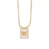 Colar Pingente Quadrado Borboleta Banhado a Cobre 18K Europeu e Americano Mais Vendido, Joias de Moda Personalizadas, Acessórios para Montagem de Colares DIY