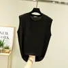 Camiseta sin mangas de modal ligera de verano con cuello redondo medio para mujer, camiseta básica sin mangas, top casual holgado