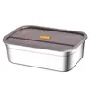Caja de Acero Inoxidable Cuadrada 304 para Conservar Frescura, Caja de Almacenamiento para Refrigerador, Caja de Almacenamiento de Alimentos, Caja de Picnic, Caja de Almacenamiento de Frutas, Lonchera