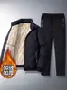 Conjunto de Chaqueta de Algodón con Relleno de Plumas y Pantalones Gruesos de Invierno para Hombre, para Personas de Mediana Edad y Mayores