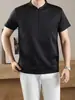 Nova camiseta masculina de verão com zíper parcial de manga curta, cor sólida, gola alta simples, pulôver, camiseta casual moderna, atacado e dropshipping