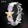 Pulsera Elástica de Estrella de Mar de Esmalte Popular Transfronteriza Creativa Concha de Estrella de Mar Moda para Mujer Versátil Pulsera de Aleación