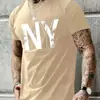 Camiseta Deportiva Casual Suelta de Verano para Hombre Tallas Grandes con Estampado de Letras Ny Cuello Redondo Manga Corta