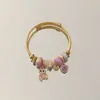 Pulsera de Acero Inoxidable Panjia de Venta Caliente Transfronteriza, Moderna y Dulce Colgante de Oso de Amor con Pedrería, Pulsera de Perlas de Alta Gama