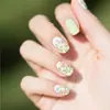 Comercio Exterior Europeo y Americano Más Vendido 24 Piezas Manicura, Flores Pequeñas Frescas, Uñas Cuadradas Cortas de Color Claro, Uñas Portátiles al por Mayor