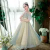 Nuevo vestido largo elegante de verano para niñas Vestido de princesa verano infantil de alta gama champán actuación de piano