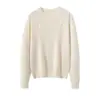 Suéter Puro Cashmere Feminino Outono Inverno Novidades Roupas Femininas Gola Redonda Cor Clara Malha 100% Cashmere Suéter Camada Base Top