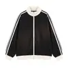 Sudadera con capucha de punto a rayas de color block estilo americano para hombre, chaqueta deportiva retro suelta de otoño, prenda de abrigo versátil, chaqueta con cuello alto