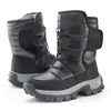 Botas de nieve con forro polar resistente al frío, suela gruesa, antideslizantes, con velcro y cordones, botas altas de algodón para el invierno, para ir al trabajo al aire libre