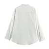 Comercio Exterior Transfronterizo Ropa de Mujer Primavera 2026 Estilo Europeo y Americano Cuello Redondo Manga Larga Camisa con Bolsillo Rayas Top para Mujer B482725