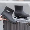Botas de lluvia de algodón de caña alta, antideslizantes, forradas de polar, cubrezapatos impermeables, cubrezapatos de goma, botas de agua, de media pantorrilla para mujer, aptas para cocina, cálidas, botas de caña corta