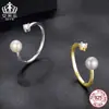 Anillo Abierto Evelle Perla de Agua Dulce Natural Moissanita Plata de Ley s925 Moda Anillo Ajustable Joyería para Mujer