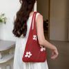 Novo Estilo Coreano Saco de Lã Chic Simples Vintage Oco Malha Flor Bolsa Grande Capacidade Saco de Compras