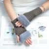 Yifan Guantes de Punto Coreano Cortos de Color Sólido Planos de Medio Dedo y Cubrebrazos para Mujer Cálidos Elásticos de Otoño e Invierno para Ciclismo