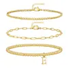 Pulseira de 26 Letras Estilo Europeu e Americano Amazon Transfronteiriça Pulseira de Contas Douradas Empilháveis da Moda Conjunto de Três Peças Presente de Aniversário