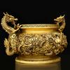 Adorno Quemador de Incienso con Forma de Dragón, Cuenco del Tesoro Doble Dragón de Cobre, Quemador de Incienso de Dragón Auspicioso Grande para Ofrendas en Casa o Tienda a Guanyin