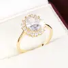 Anillo de Cobre con Circonita en Forma de Huevo, Exquisito, Moderno, Elegante, Versátil, Clásico, Sencillo, de Venta Caliente Transfronteriza, Deseo Europeo y Americano