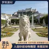 Paisagismo de Jardim Estilo Europeu Escultura Realista de Animal Leão Feita Sob Medida em Material de Imitação de Arenito Fornecida Diretamente pelo Fabricante para Projetos de Jardim
