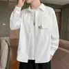 Camisa de Moda Tendencia Otoño para Hombre Estampado de Personalidad Estilo Coreano Casual Delgada Holgada Cómoda para Hombres Adolescentes