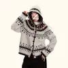 Suéter com capuz de tricô Fair Isle, unissex, nova coleção outono/inverno 2026, cardigã de modelagem solta com um visual sofisticado