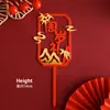Mesa de Sobremesa de Aniversário de Bebê Vermelha Novo Estilo Chinês Cartão Decorativo para Bolo de Aniversário de 100 Dias Roupa de Festa de Lua Cheia